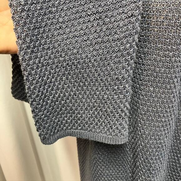 Pure Jill Womens M/L Open Linen Rayon Cardigan Grey Blue Coastal Spring Classic - Picture 4 of 16